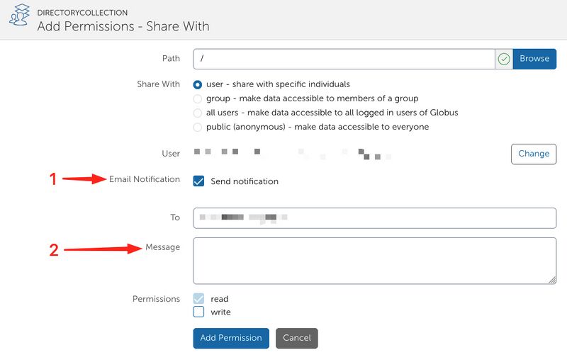 Sharing with - Message