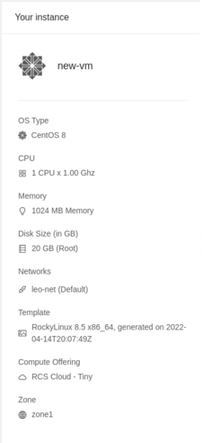 CloudStack Instance Summary